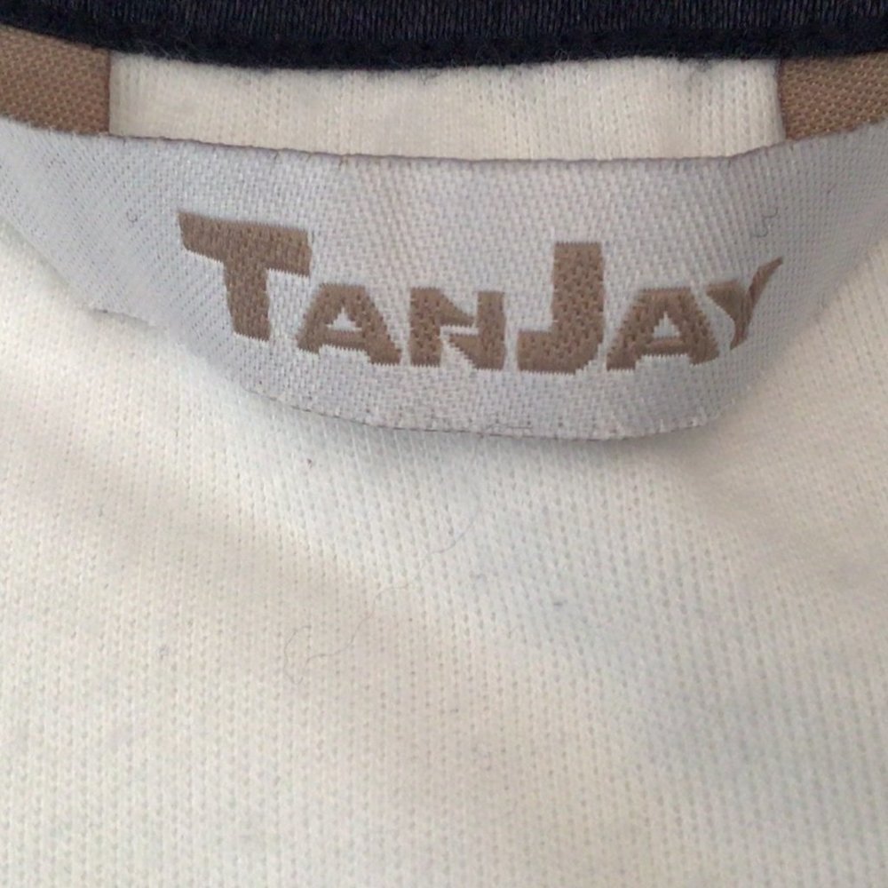 Tan Jay - Teal, white, black and tan horizontal stripe short sleeve top - Picture 4 of 7